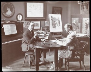 Michel Jacobs en Benson spelen domino, 1907